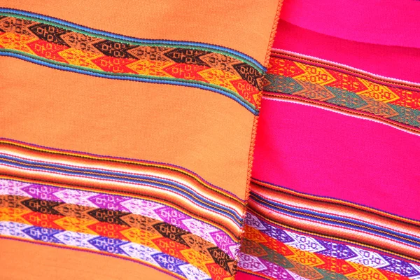 South American hand made colourful fabric, Peru. — Stock Photo, Image