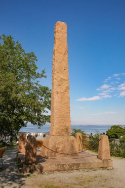 An obelisk statue which was a memorial dedicated to Kaiser Wilhelm II in Alesund, Norway. 