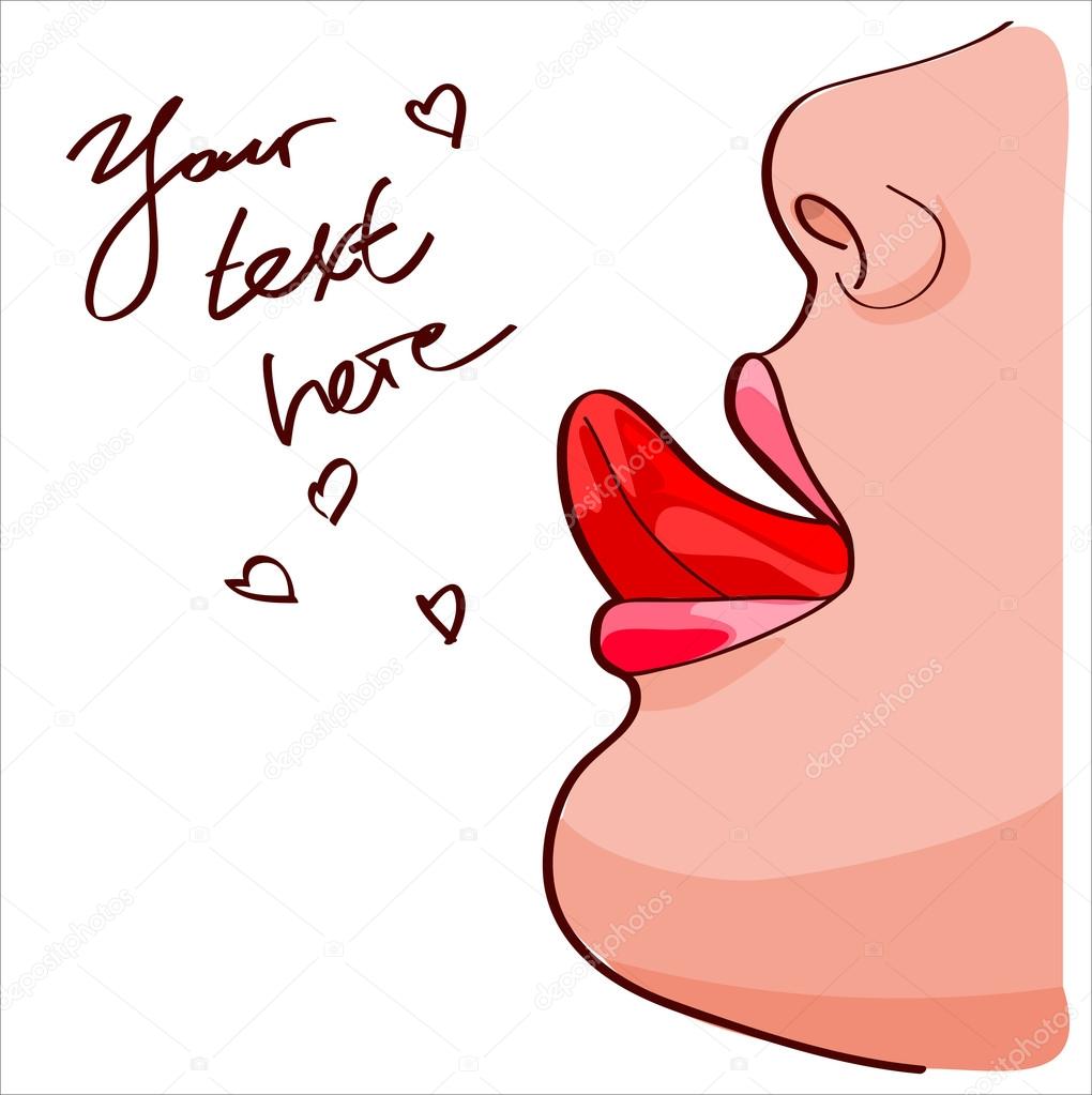 Lips and mouth with tongue.. Vector illustration