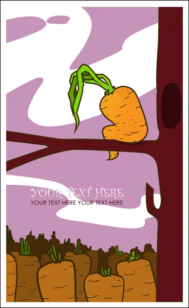 Sad carrot on the tree. — Stock Vector