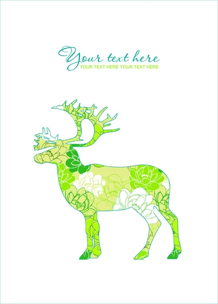 Floral deer card. — Stock Vector