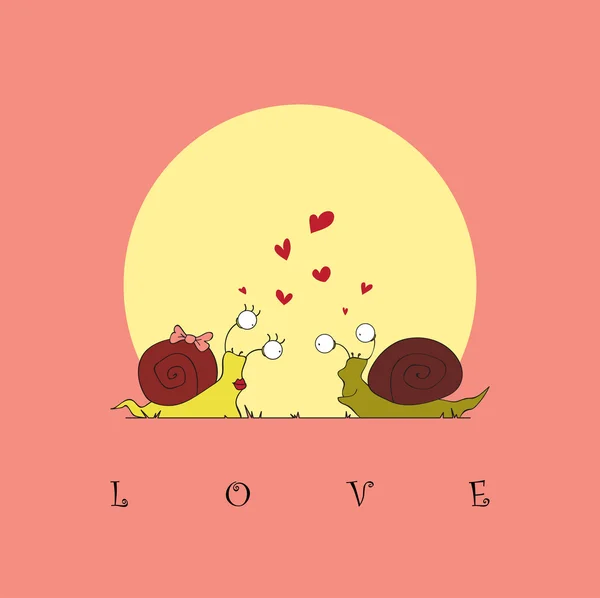 El amor de la tarjeta de caracoles . — Archivo Imágenes Vectoriales