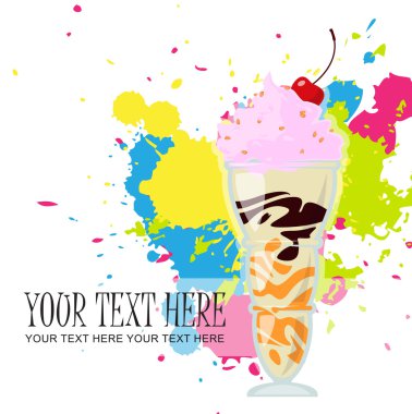 Kiraz ile milkshake bir arka plan ile lekeleri.