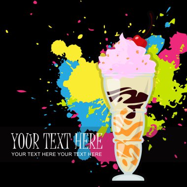 milkshake vişne lekesi ile siyah bir arka plan ile.