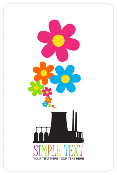 Ilustración abstracta de fábrica con flores . — Vector de stock