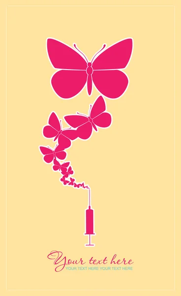 Syringe with butterfly. — Stock Vector