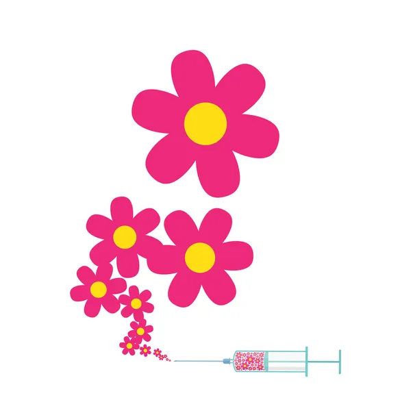 Syringe with flowers. — Stock Vector