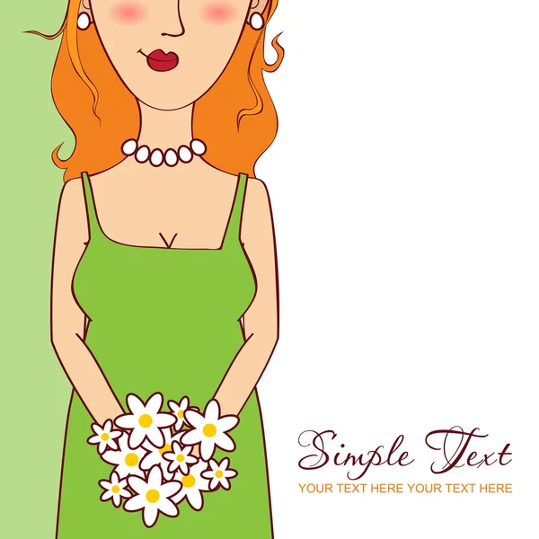 Beautiful girl with bouquet. — Stock Vector