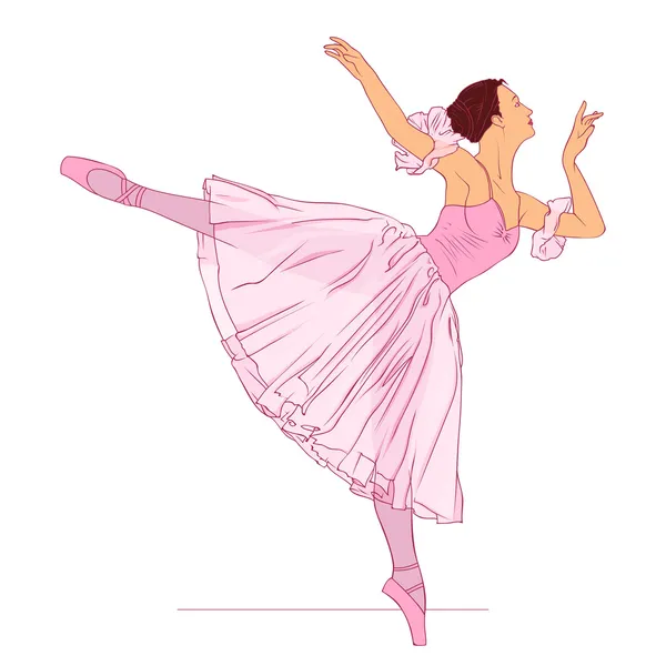 Bailarina sobre fondo blanco . — Vector de stock