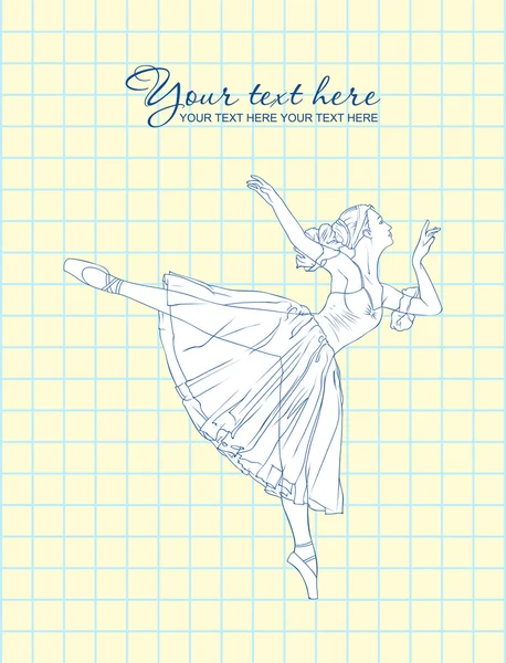Ballerina in un libro di scrittura — Vettoriale Stock