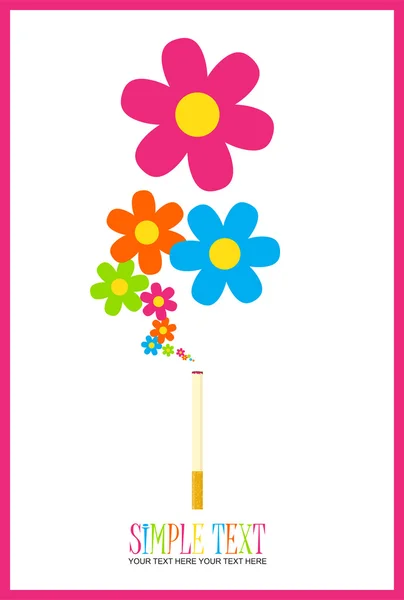 Cigarette with flowers instead of a smoke. — Stock Vector