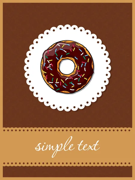 Doughnut greeting card with ornamental background. — Stock Vector