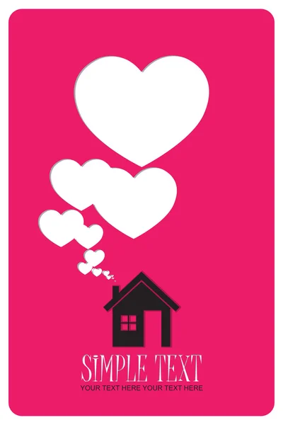 House and hearts instead of smoke rising from the chimney — Stock Vector