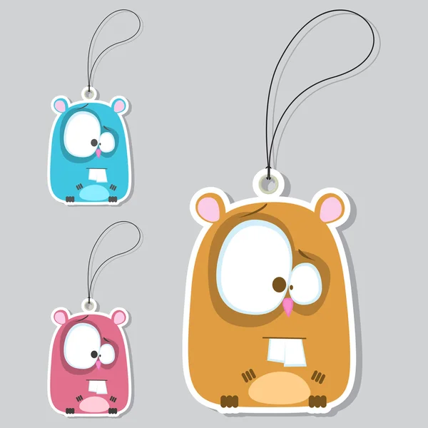 Set of tags with funny hamster. — Stock Vector