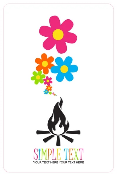 Illustration abstraite du feu et des fleurs au lieu d'une fumée . — Image vectorielle