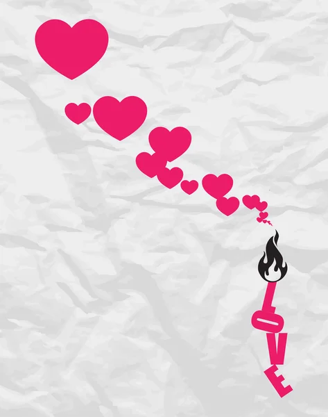 Abstraktní ilustrace ohně a srdce namísto cigáro. Pla — Stockový vektor