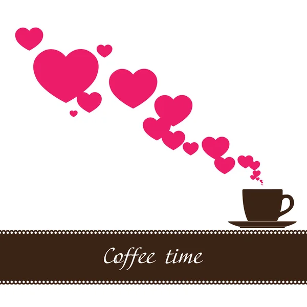 Abstract vector illustration of coffee-cup and hearts. — Stock Vector