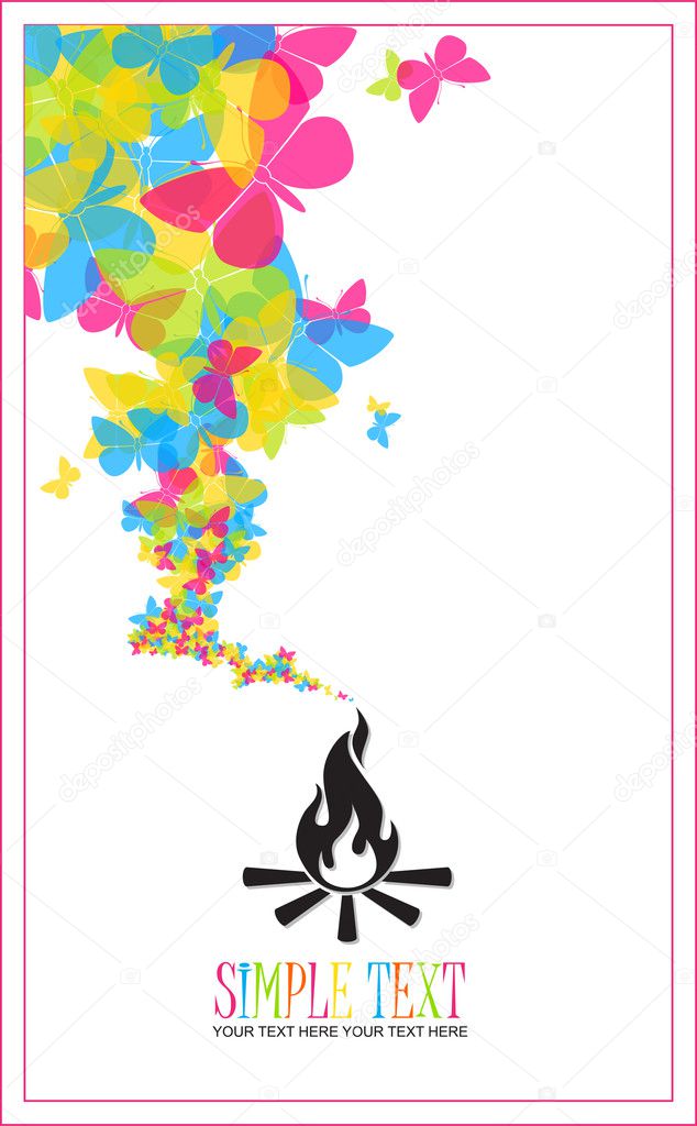 Abstract illustration of fire and butterflies instead of a smoke
