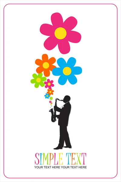 Saxofonista com flores ilustração vetorial . — Vetor de Stock