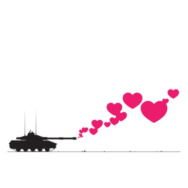 Abstract vector illustration with tank and hearts. clipart