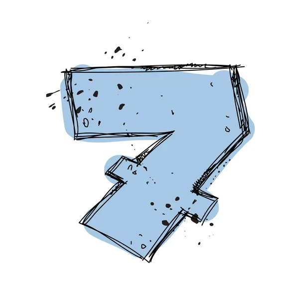 Nummer 7 im Sketch-Stil. Vektorillustration — Stockvektor