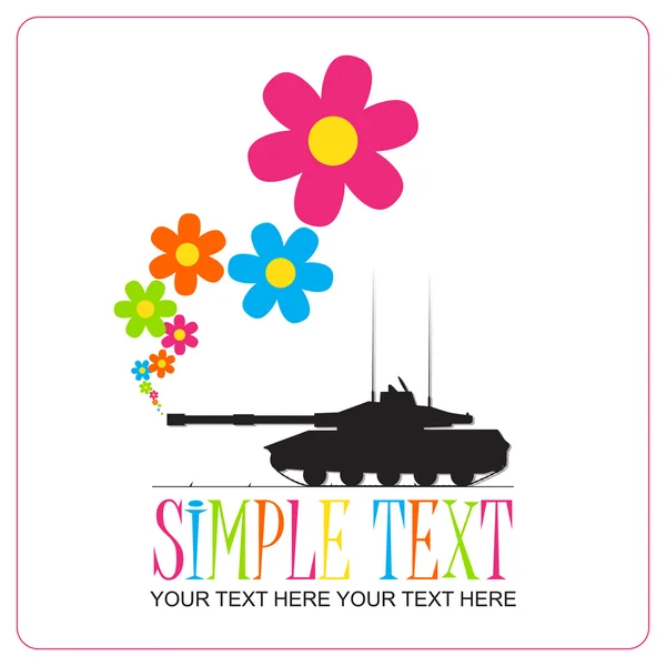 Abstract vector illustration with tank and flowers. Place for your text. — Stock Vector