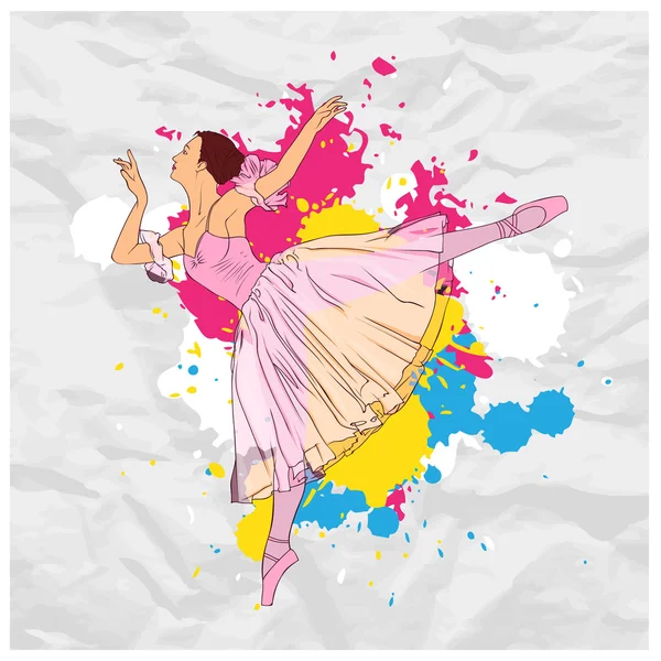 矢量插画的纸张背景上的芭蕾舞女演员. — 图库矢量图片
