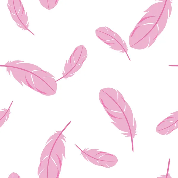 Plumas rosadas sobre fondo blanco. Ilustración vectorial — Archivo Imágenes Vectoriales