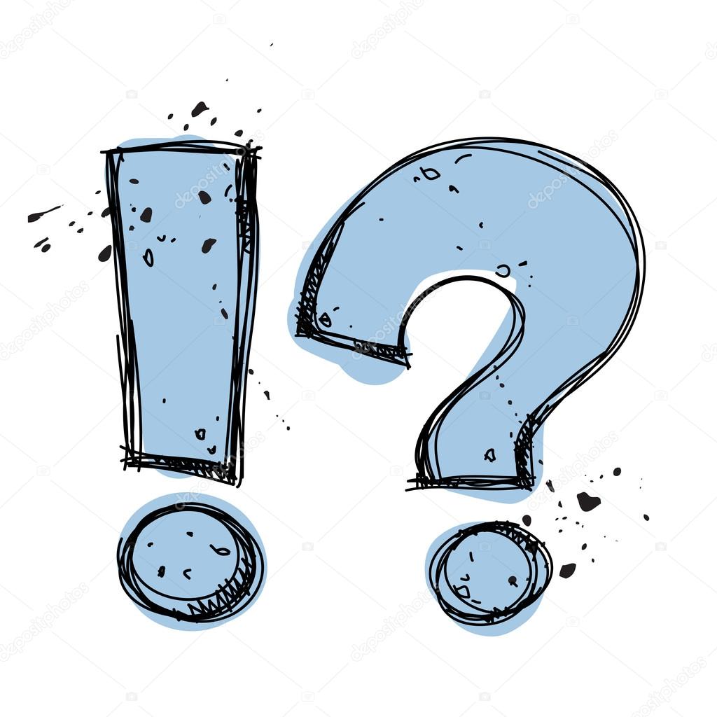 Question and exclamation marks in sketch.-style. Vector illustration.