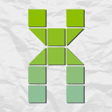 mektup x kare ve üçgen kağıt arka plan üzerinde. vektör çizim