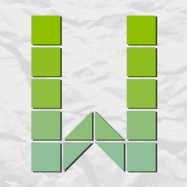 kare ve üçgen kağıt arka plan üzerinde w harfi. vektör çizim