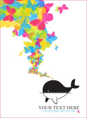 Balina kelebekler ile soyut Illustration. metin için yer.