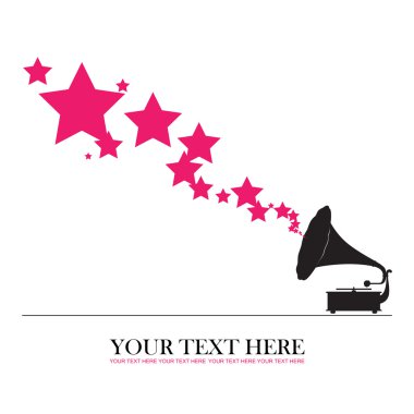 antika gramofon yıldız. tasarlamak vektör çizim. metin için yer.