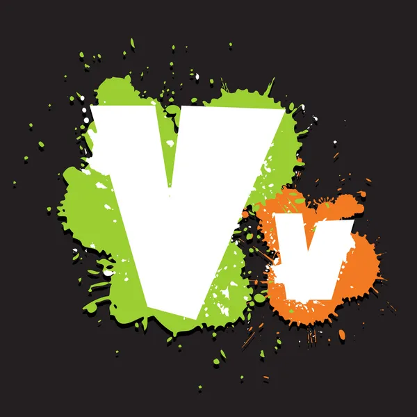 Dirty letter V. Vector illustration — Stock Vector