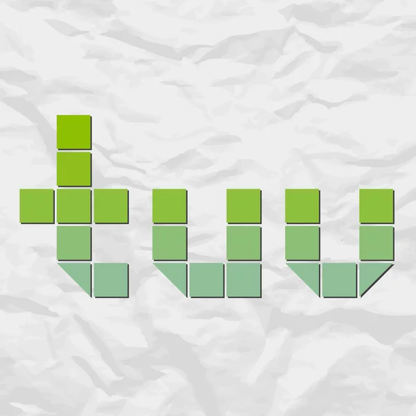 Buchstabentüv aus Quadraten und Dreiecken auf Papier-Hintergrund. Vektorillustration — Stockvektor