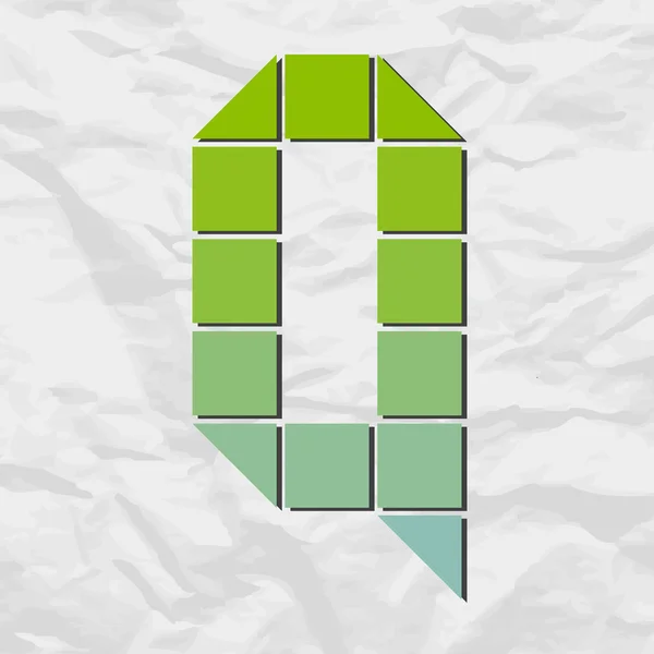 Letra q de cuadrados y triángulos sobre un fondo de papel. Ilustración vectorial — Vector de stock