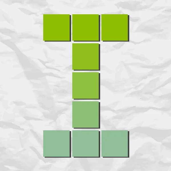 De letter i van pleinen en driehoeken op een papier-achtergrond. vectorillustratie — Stockvector