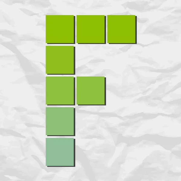 Буква f из квадратов и треугольников на бумажном фоне. Векторная иллюстрация — стоковый вектор