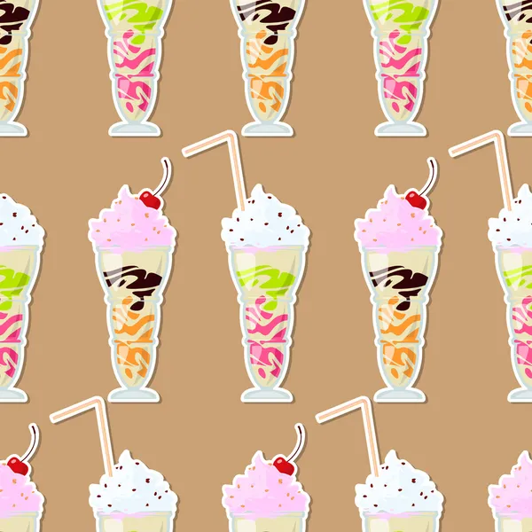 Seamless pattern with milkshakes. Vector illustration — Stock Vector