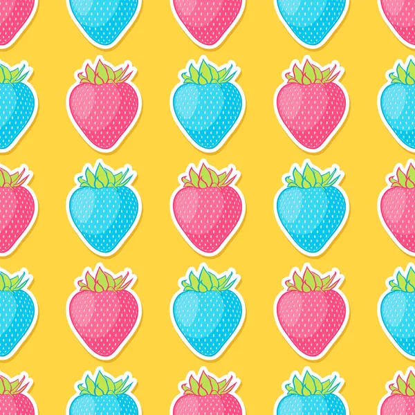 Patrón sin costuras con fresas rosadas y azules. Ilustración vectorial — Vector de stock