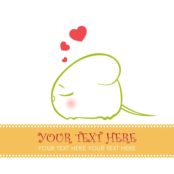 Nice sleeping mouse with hearts. Vector illustration. Place for your text — Stock Vector