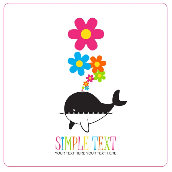 Abstract illustration of whale with flowers. Place for your text. — Stock Vector