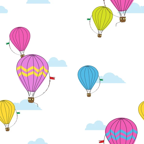 Padrão sem costura vetorial com balões de ar quente . — Vetor de Stock