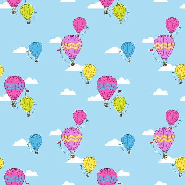 Vector seamless pattern with hot air balloons. — Stock Vector