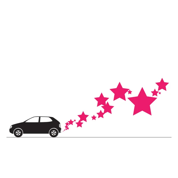 Ilustración abstracta vectorial con coche y estrellas. Lugar para su texto . — Vector de stock