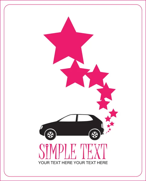 Ilustración abstracta vectorial con coche y estrellas. Lugar para su texto . — Vector de stock