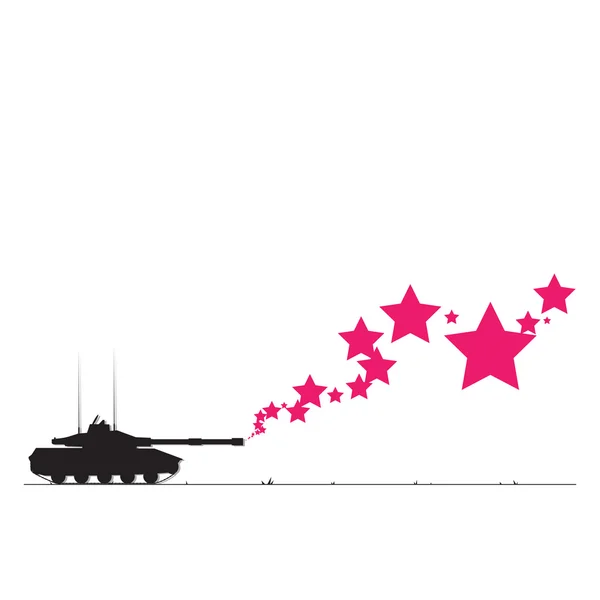 Abstract vector illustration with tank and hearts. — Stock Vector