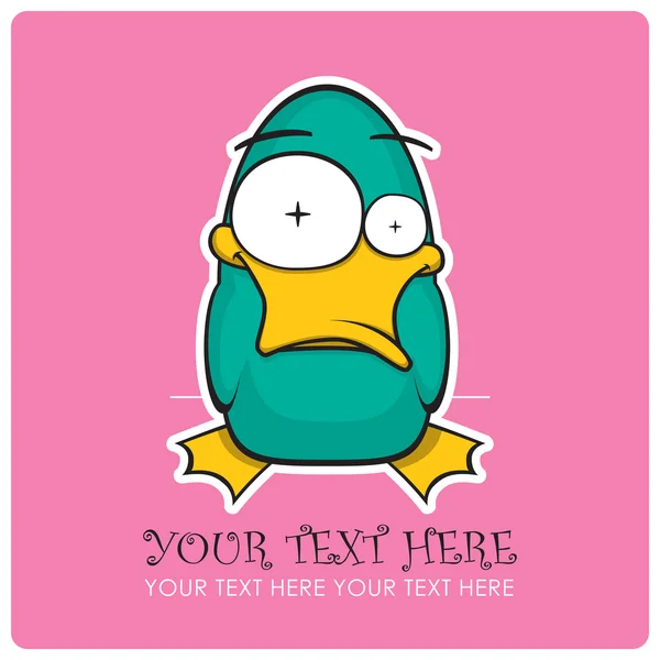 Crazy duck vector illustration. Place for your text. — Stock Vector