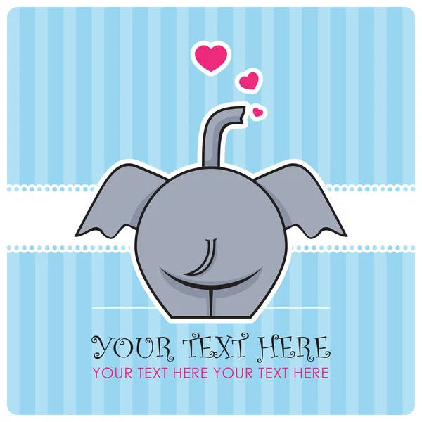 Rolig elefant och hjärtan. vektor illustration. plats för din text. — Stock vektor