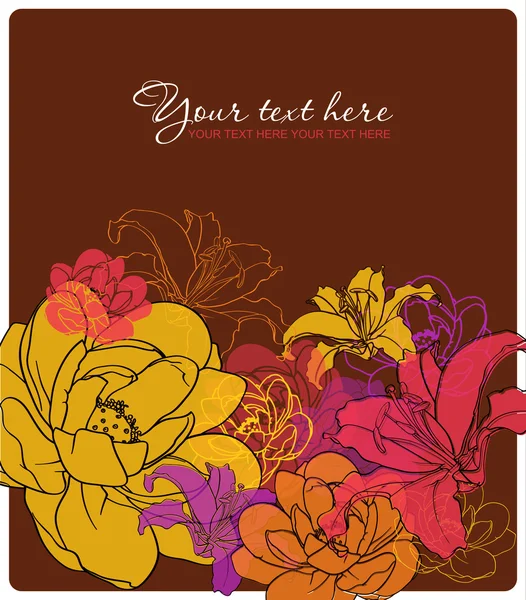 Hermosa tarjeta de flores. Ilustración vectorial. Lugar para su texto . — Vector de stock